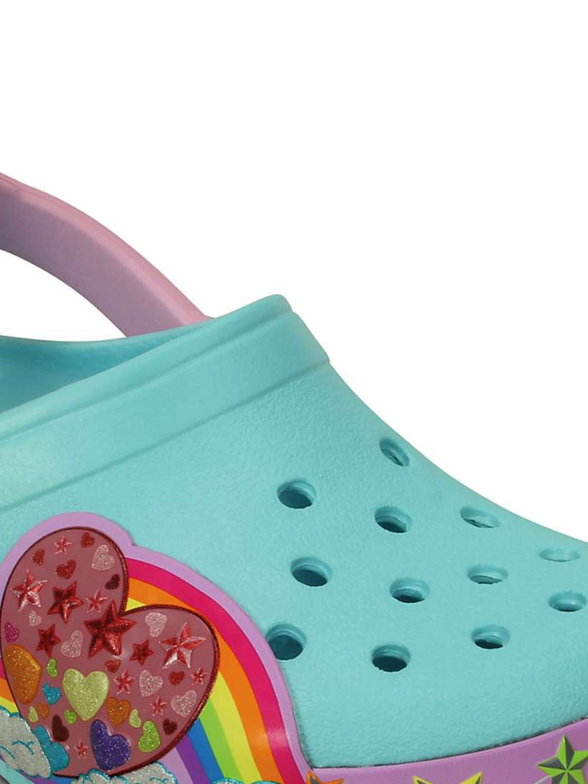 Buy Crocs Girls Turquoise Blue Crocslights Printed Rainbow Heart Clogs With LED Lights Flip Flops for Girls 1260223 Myntra