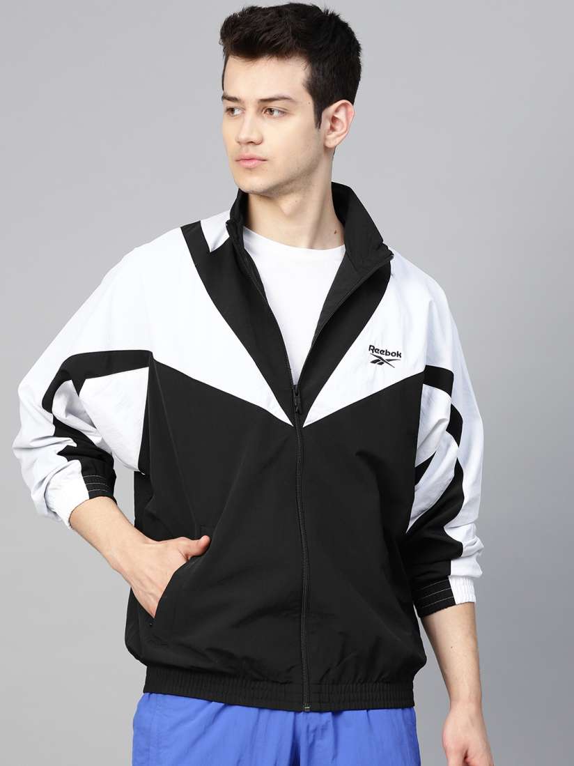 Buy Reebok Classic Men Black White Colourblocked Twin Vector Track Jacket Jackets for Men 12616082 Myntra