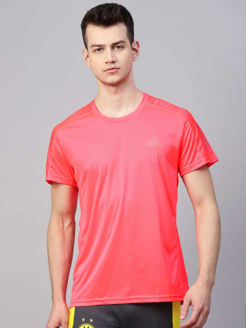 Neon pink adidas shirt on sale