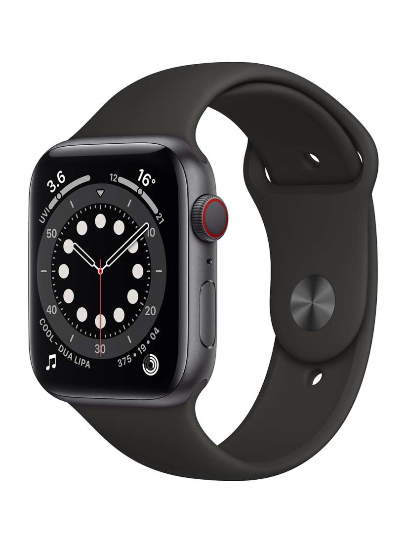 Buy Apple Watch Series 6 GPS Cellular 44mm Space Grey Aluminium Case with Black Sport Band Smart Watches for Unisex 12625560 Myntra