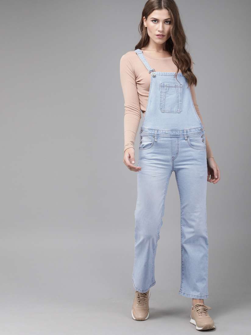 Flared denim dungarees clearance
