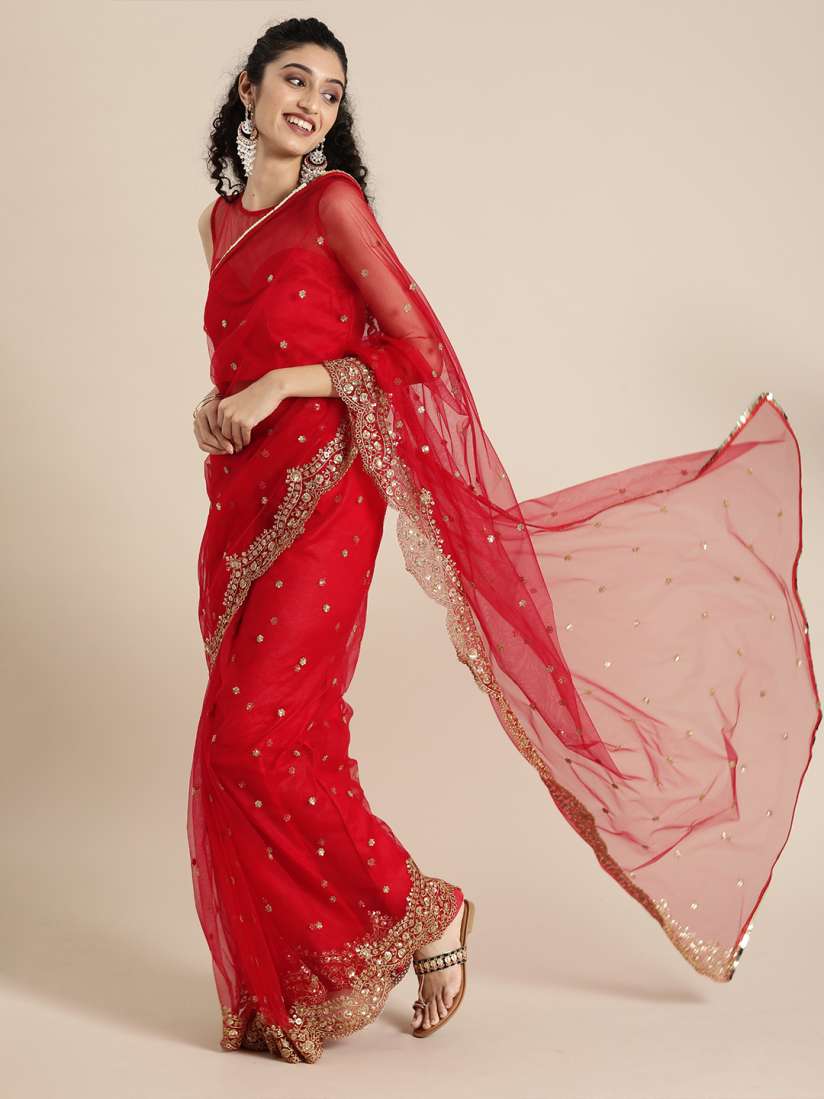 Red saree myntra new arrivals