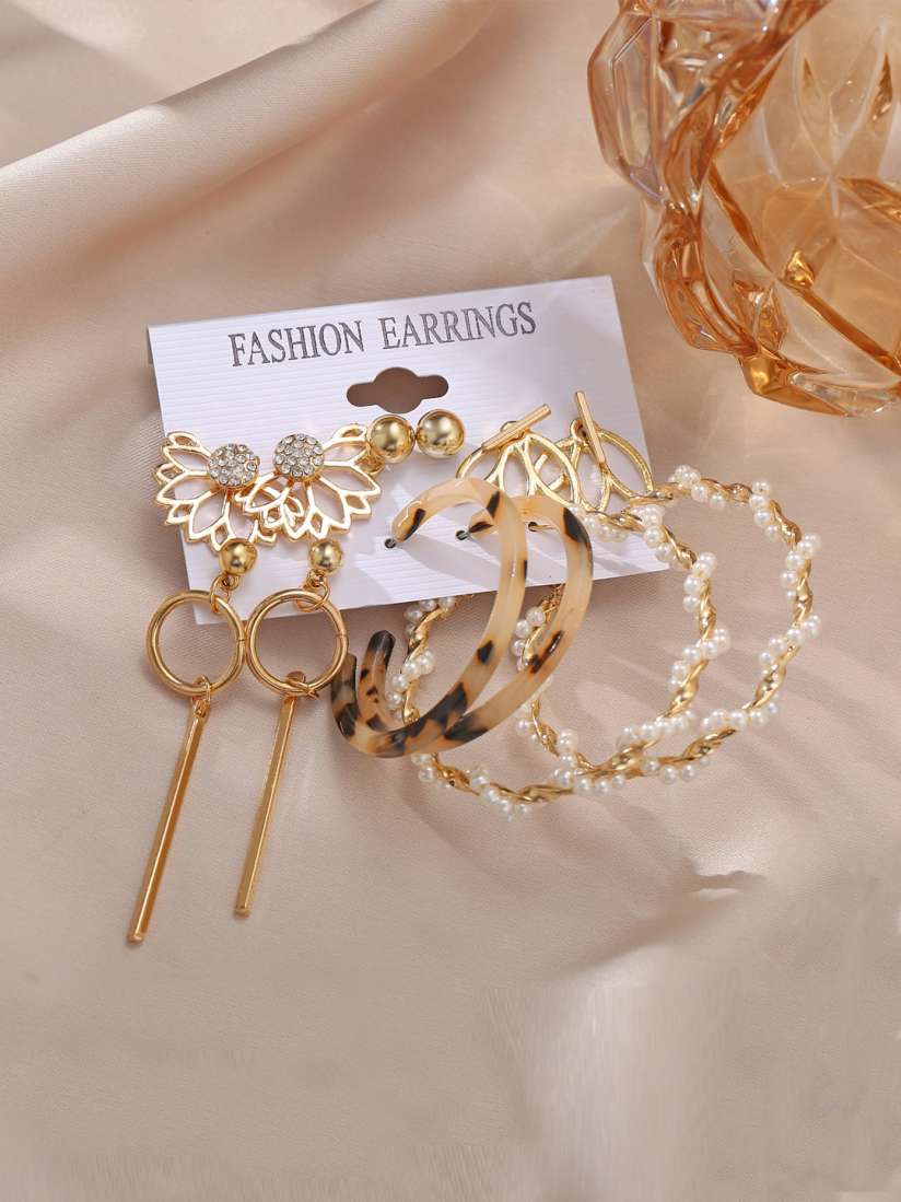Buy Jewels Galaxy Women Set of 6 Gold Plated Earrings Earrings for Women 12631778 Myntra