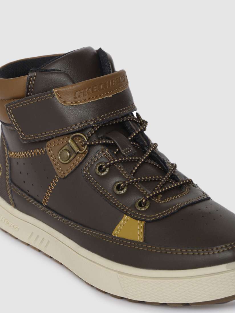 Buy Skechers Boys Brown Solid DIRECT PULSE CIVIX Mid Top Flat Boots Boots for Boys 12632068 Myntra