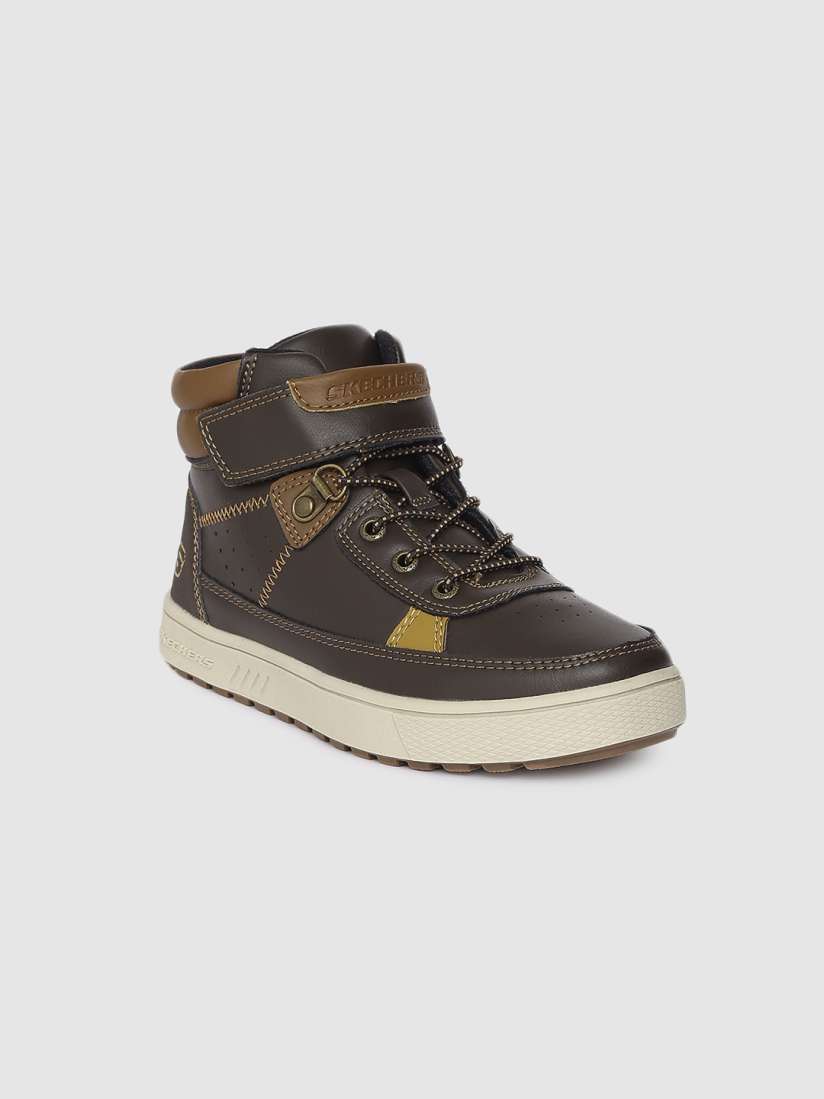 Buy Skechers Boys Brown Solid DIRECT PULSE CIVIX Mid Top Flat Boots Boots for Boys 12632068 Myntra
