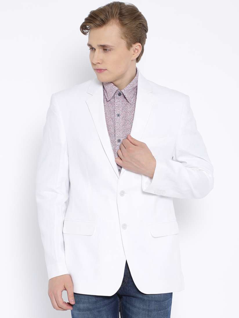 Buy Park Avenue White Linen Single Breasted Slim Blazer Blazers for Men 1263244 Myntra