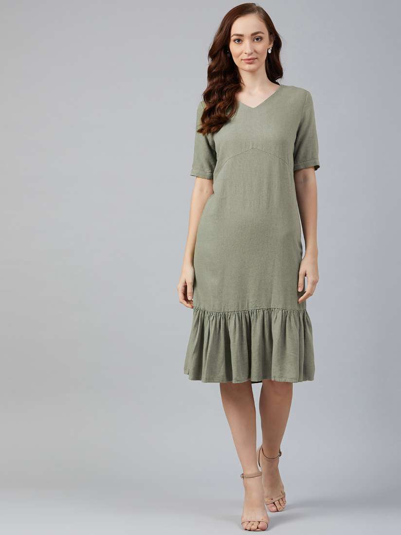 Buy Marks Spencer Women Grey Solid A Line Dress Dresses for Women 12633804 Myntra
