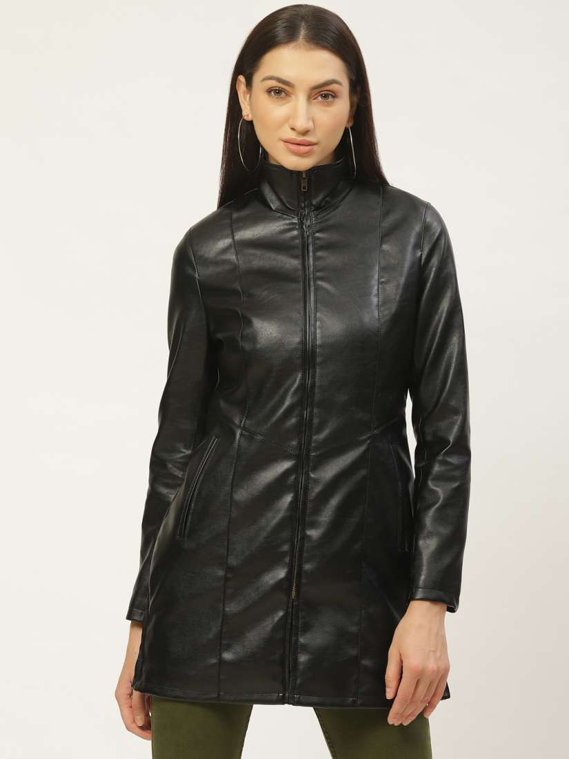 Longline leather jacket womens on sale