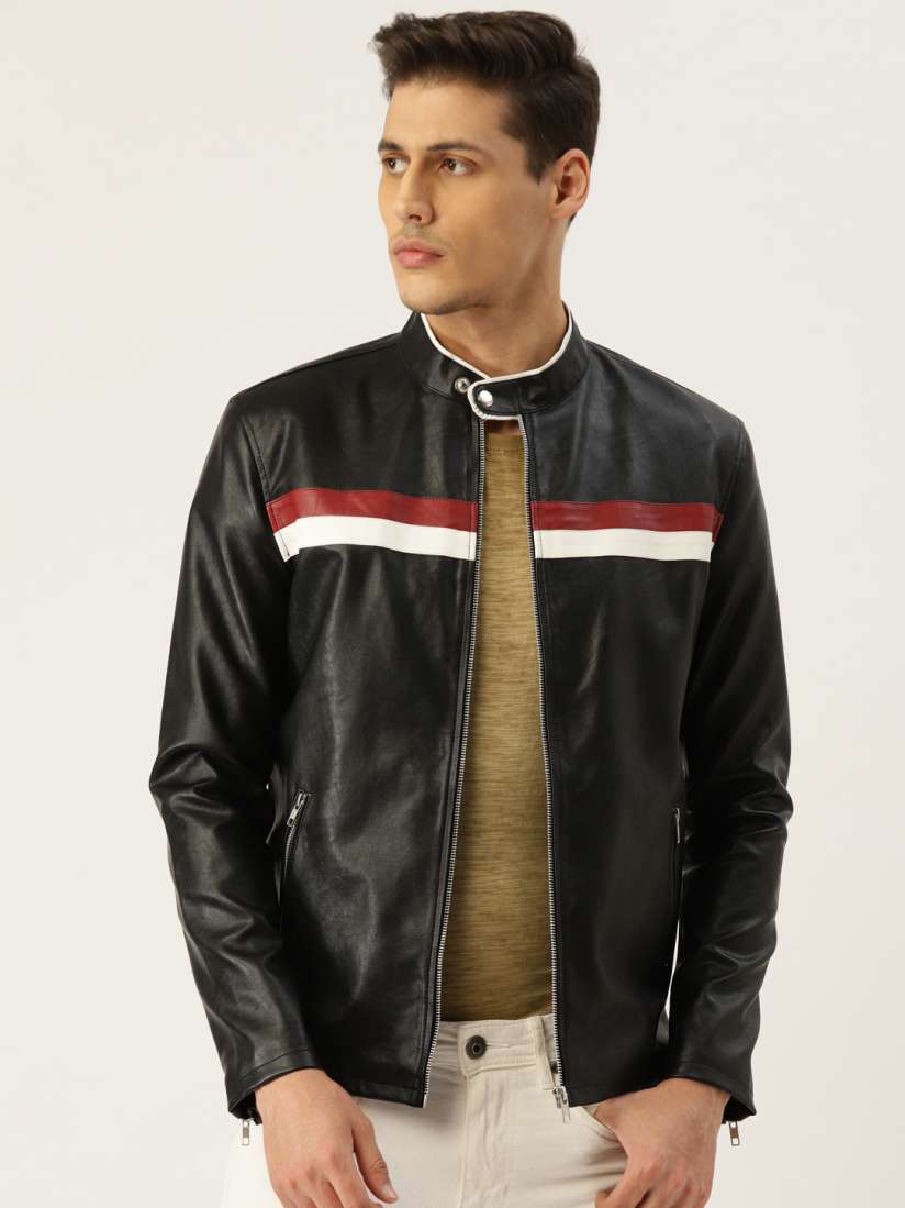 Buy Leather Retail Men Black Solid Lightweight Biker Jacket Jackets for Men 12635678 Myntra