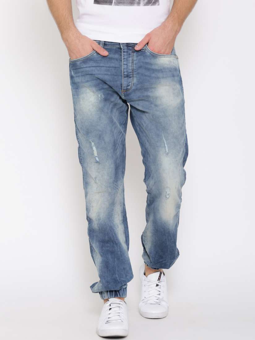 Buy Jack Jones Blue Anti Fit Blue Joggers Stretchable Jeans Jeans for Men 1264595 Myntra