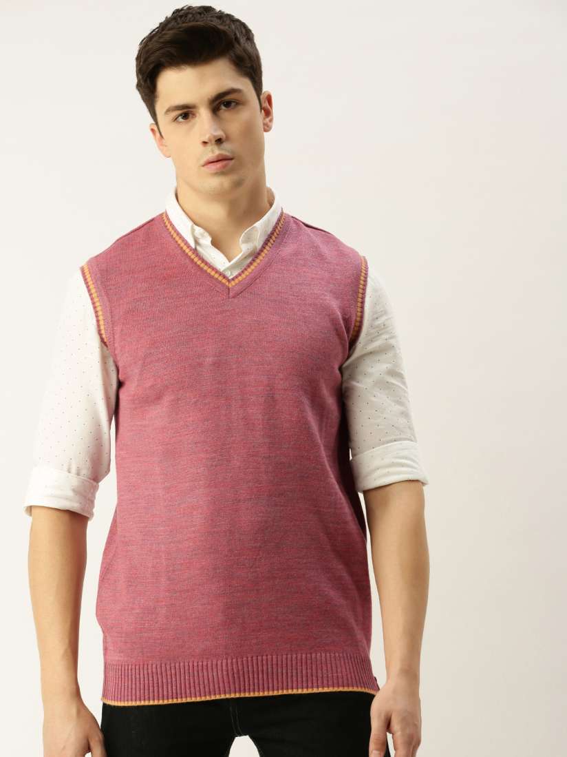 Buy Peter England Men Pink Solid Vest Sweater Sweaters for Men 12646746 Myntra