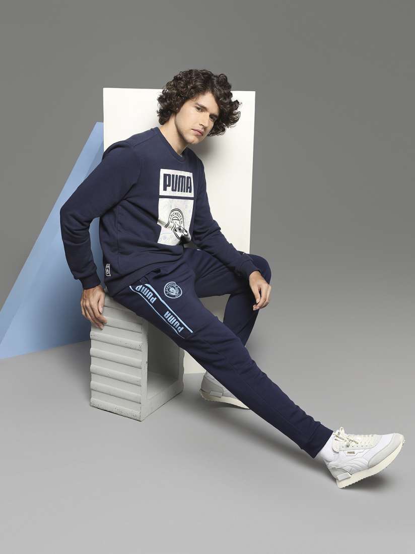 Buy Puma Men Navy Blue MCFC FtblCulture Solid Joggers Track Pants for Men 12649744 Myntra