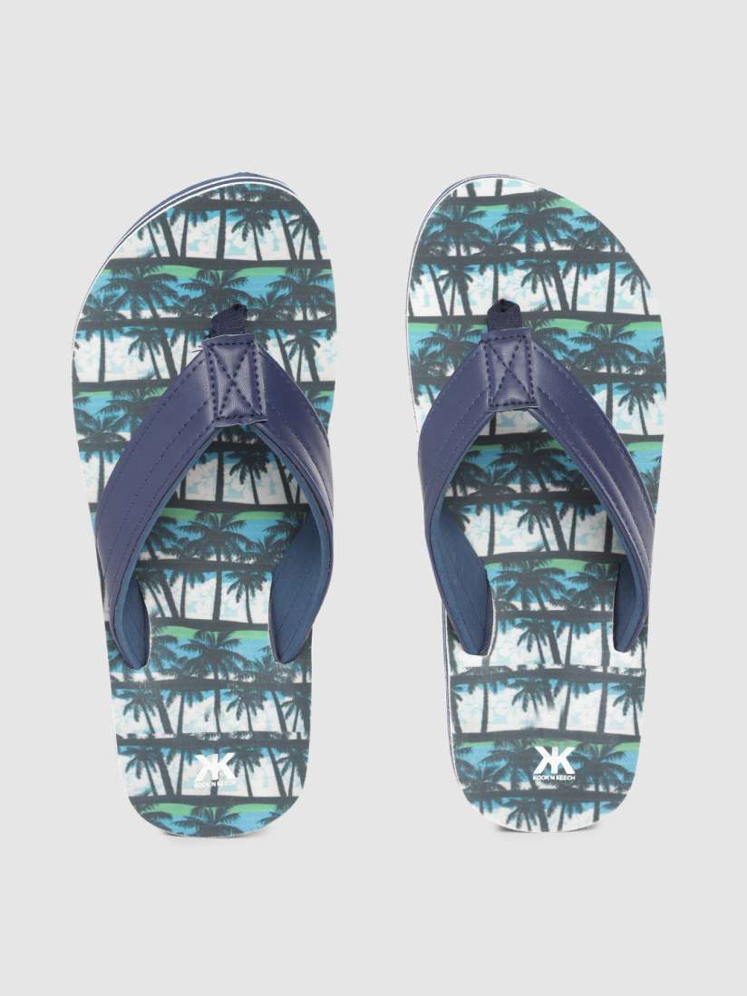 Buy Kook N Keech Men Navy Blue White Tropical Print Thong Flip Flops Flip Flops for Men 12652408 Myntra