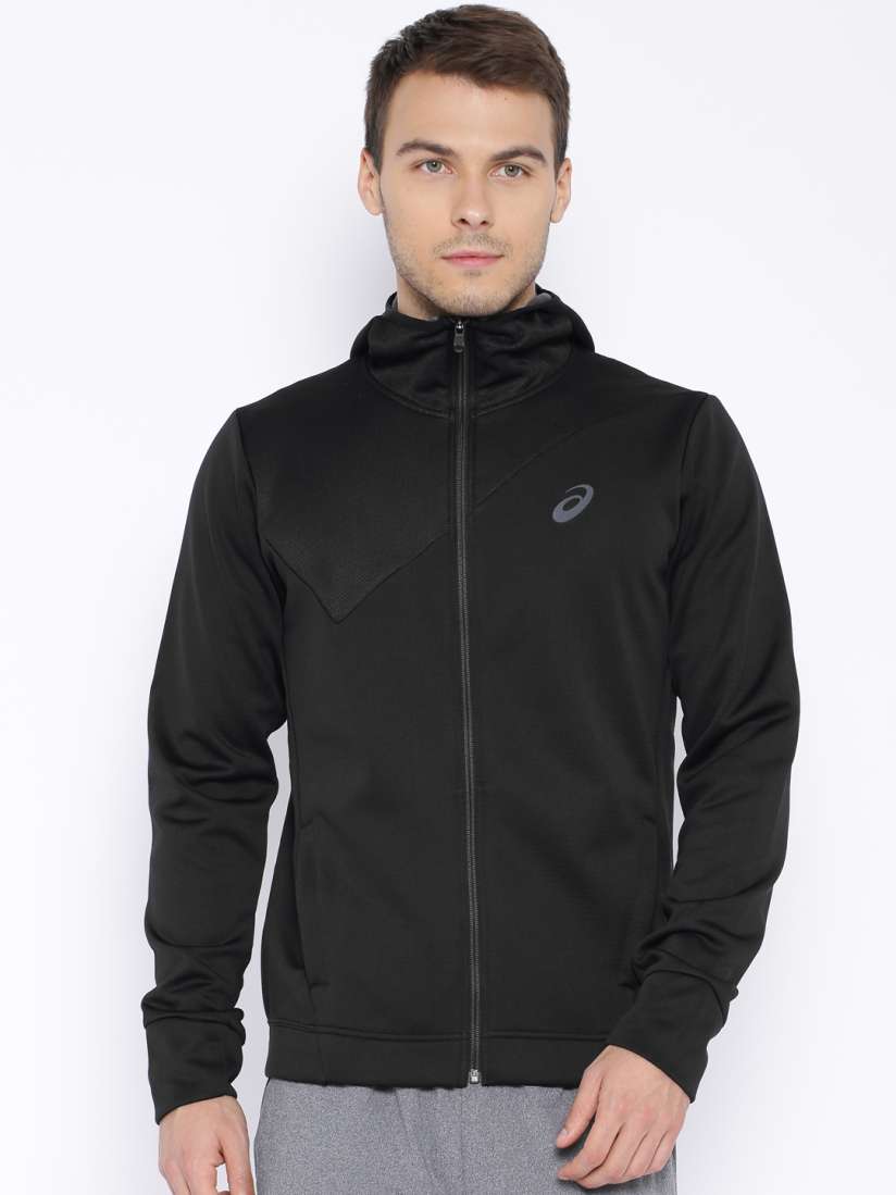 Buy ASICS Black Hooded Training Jacket Jackets for Men 1265309 Myntra