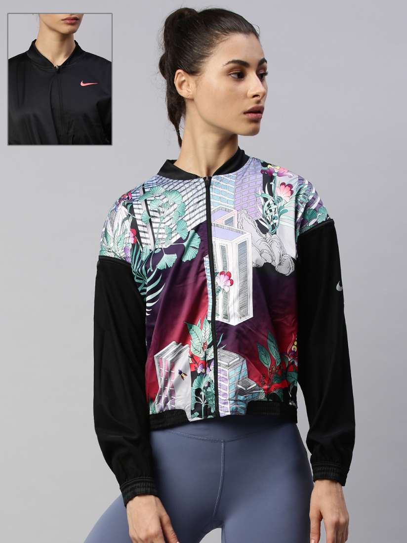 Buy Nike Women Black Printed AS W NK REVERSIBLE Sporty Running Jacket Jackets for Women 12653810 Myntra
