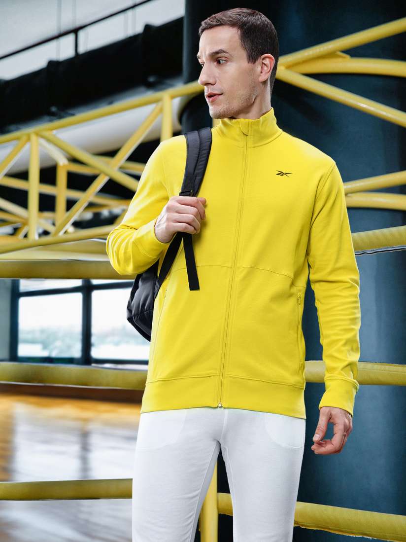 Buy Reebok Men Mustard Yellow Core Training Solid Track Top Jackets for Men 12656846 Myntra