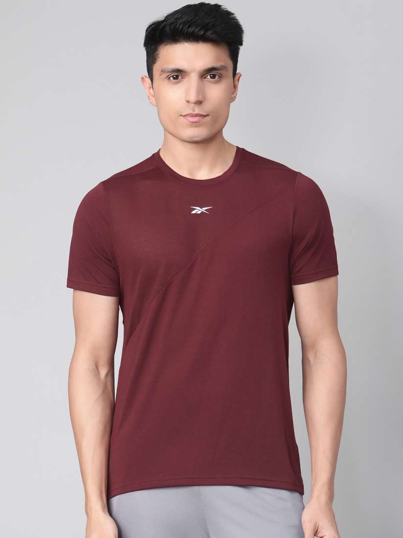 Buy Reebok Men Burgundy Solid Workout Ready Supremium Training T shirt Tshirts for Men 12656996 Myntra