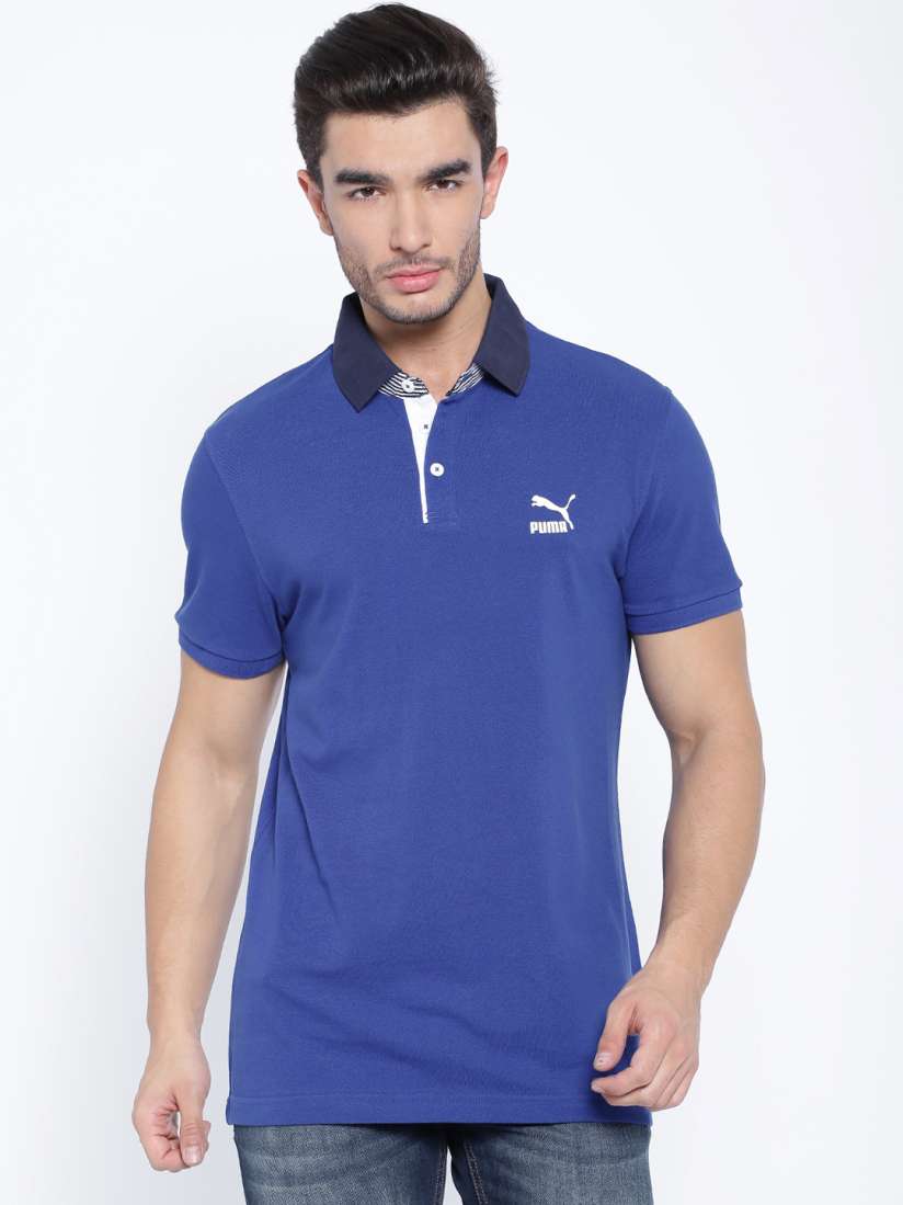 Buy PUMA Blue Slim Fit Polo Pure Cotton T shirt Tshirts for Men 1266580 Myntra