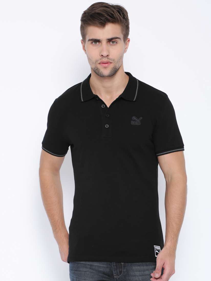 Buy Puma Black Polo Pure Cotton T shirt Tshirts for Men 1266585 Myntra