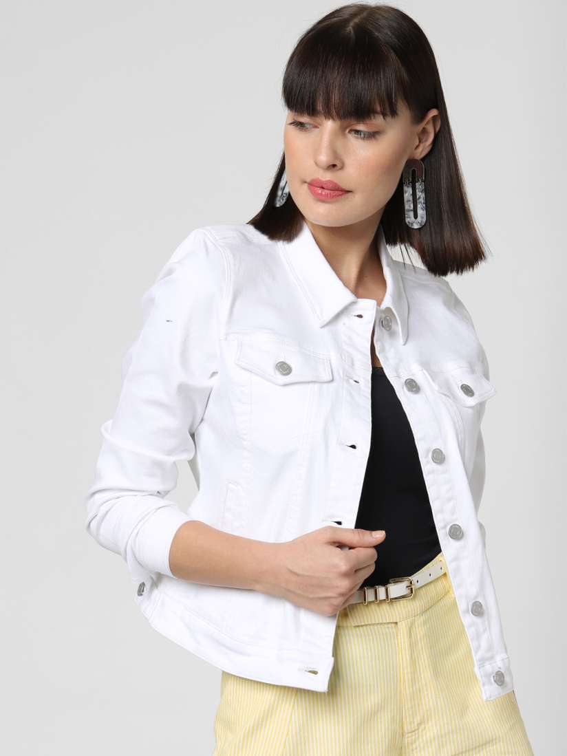 Vero moda white denim jacket sale