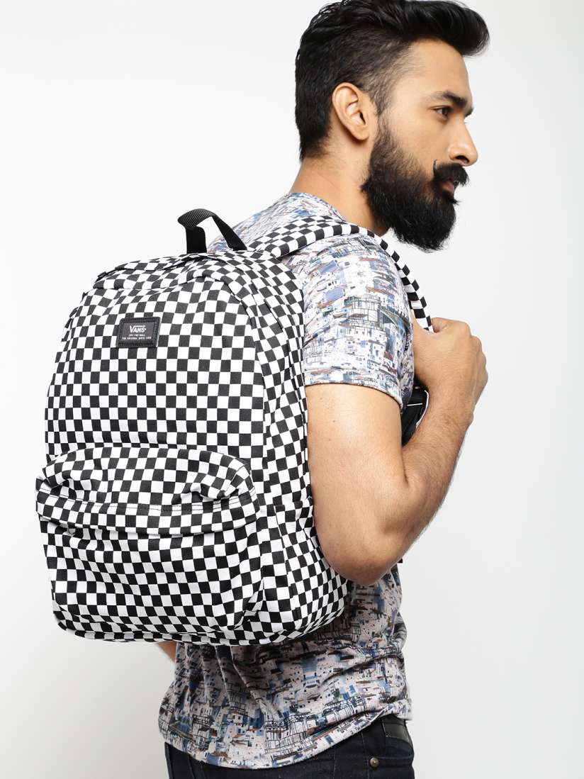 Vans white and black checkered backpack clearance