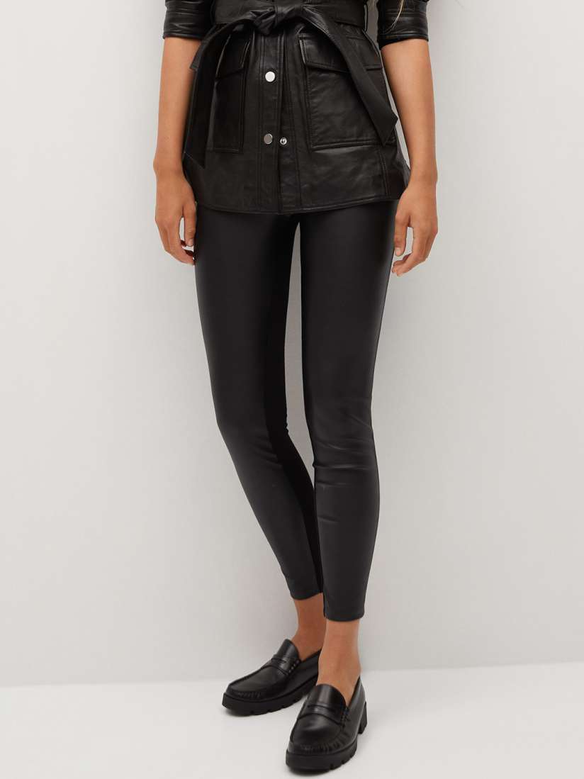 Buy MANGO Women Black PU Coated Cropped Leggings Leggings for Women 12676770 Myntra