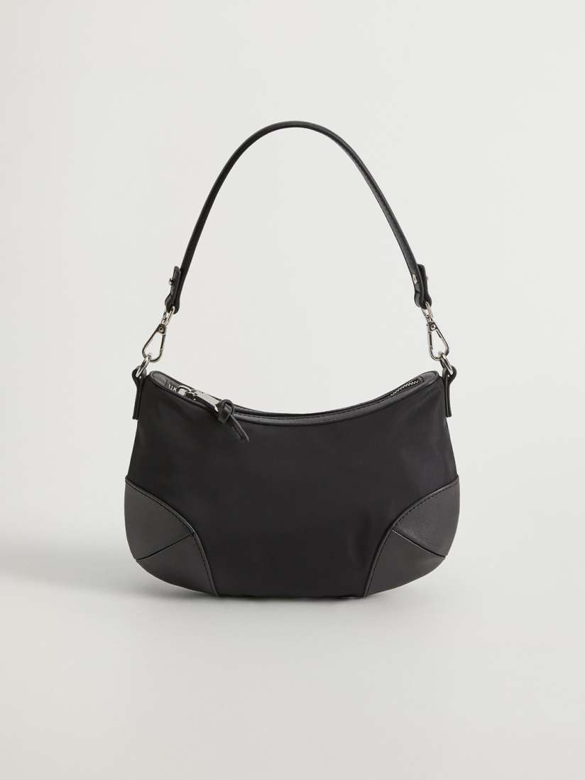 Mango black solid handheld bag with detachable sling strap shop