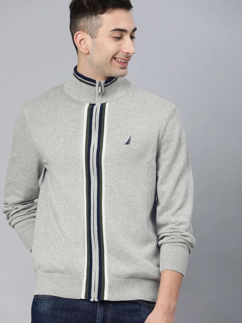 Buy Nautica Men Grey Black Solid Cardigan Sweater Sweaters for Men 12677418 Myntra