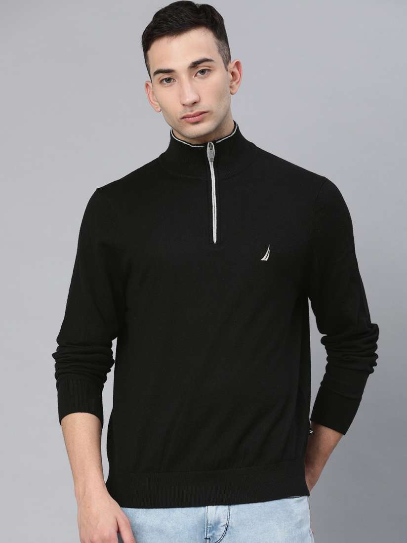 Buy Nautica Men Black Solid Pullover Sweater Sweaters for Men 12677444 Myntra