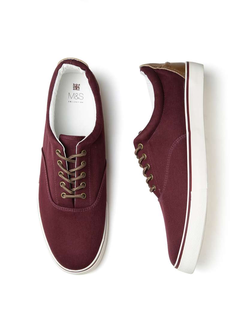 Buy Marks Spencer Men Burgundy Lace Up Canvas Shoes Casual Shoes for Men 1268794 Myntra