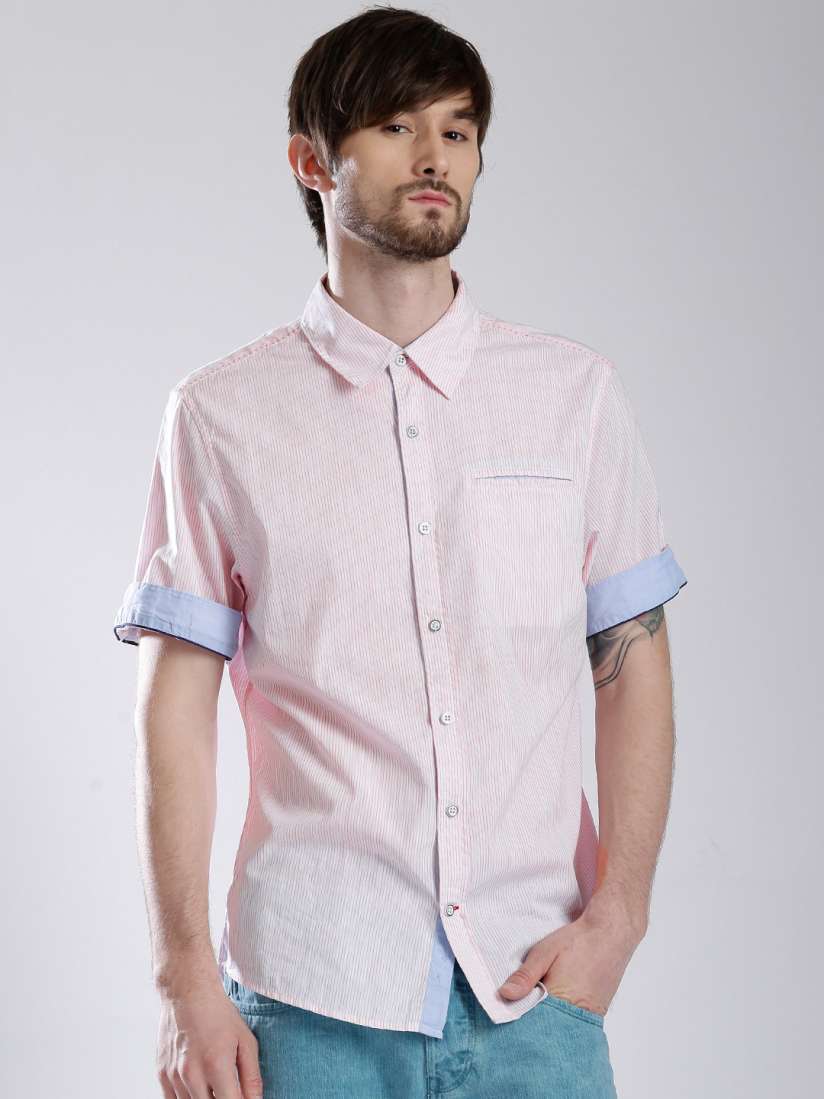 Guess pink striped shirt mens shop