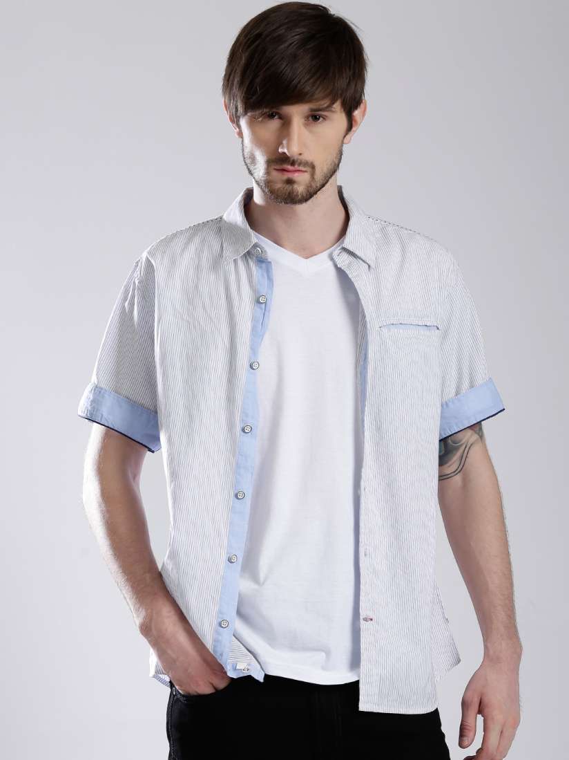 Guess striped button up store