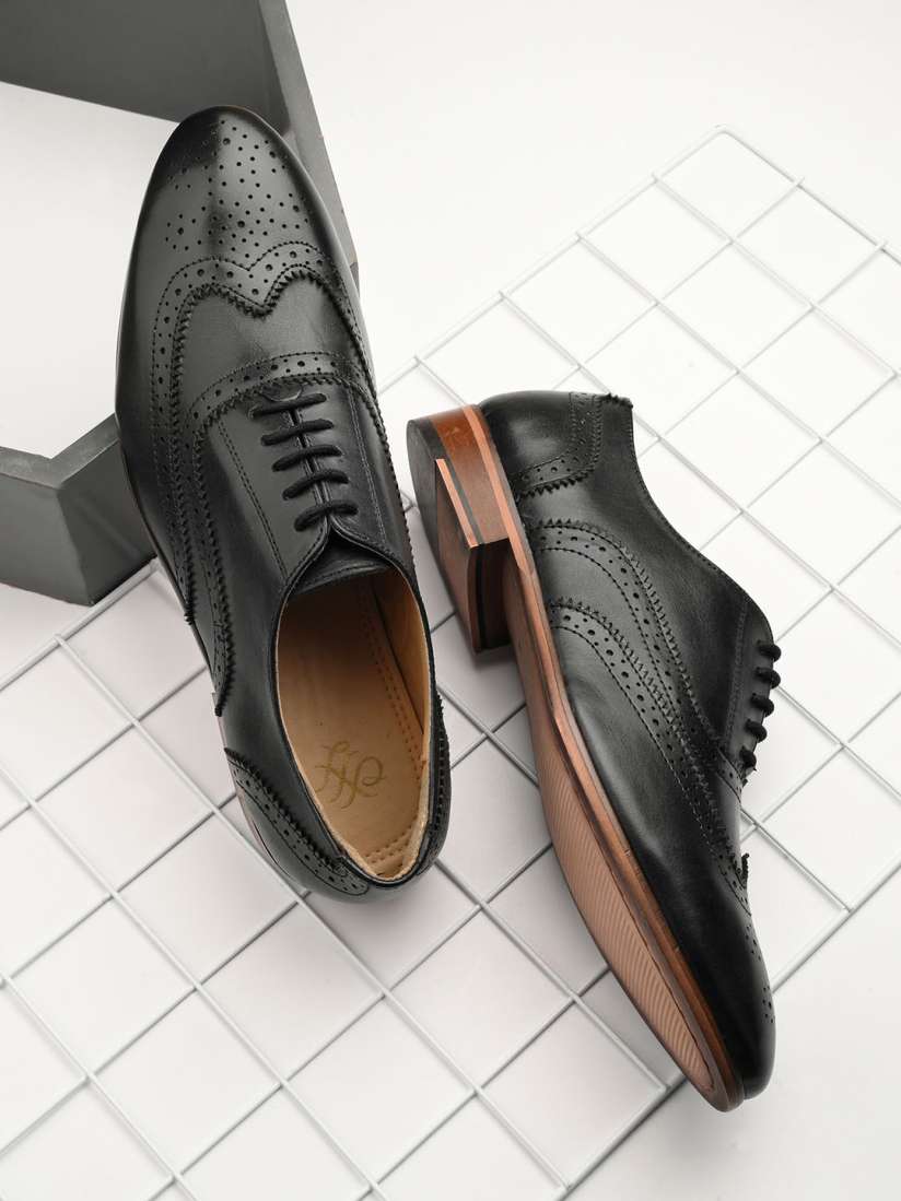 Buy House of Pataudi Men Black Leather Handcrafted Formal Brogues Formal Shoes for Men 12692772 Myntra