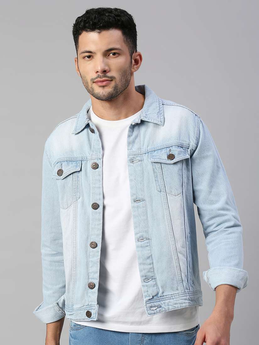 Buy High Star Men Blue Washed Denim Jacket Jackets for Men 12696502 Myntra