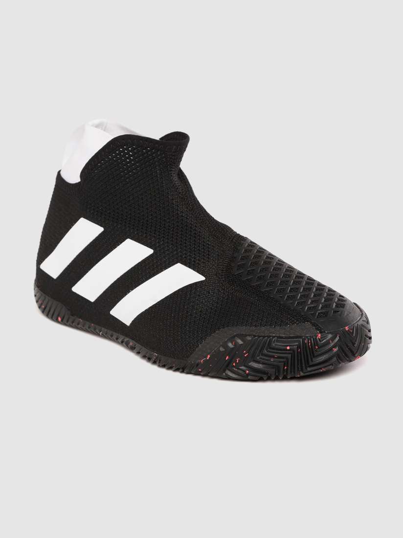Buy ADIDAS Men Black White Woven Design Mid Top Stycon Laceless Hard Court Tennis Shoes Sports Shoes for Men 12708668 Myntra
