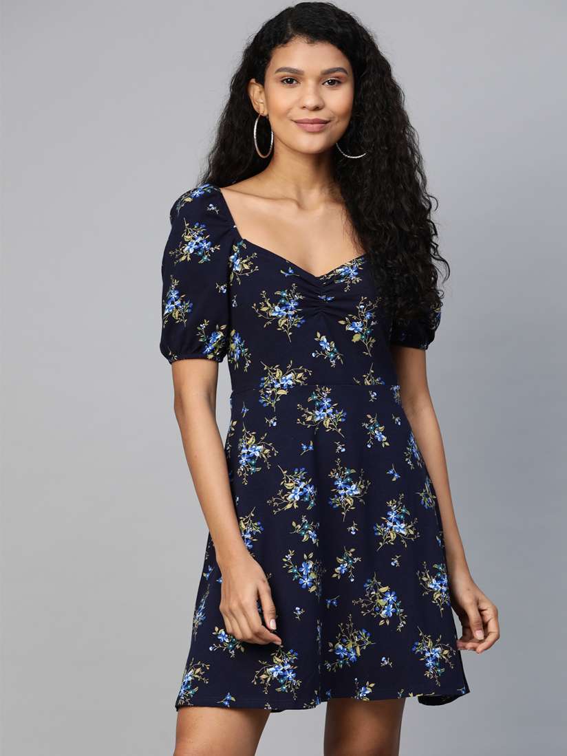 Buy DOROTHY PERKINS Women Blue Olive Green Floral Printed A Line Dress Dresses for Women 12711534 Myntra