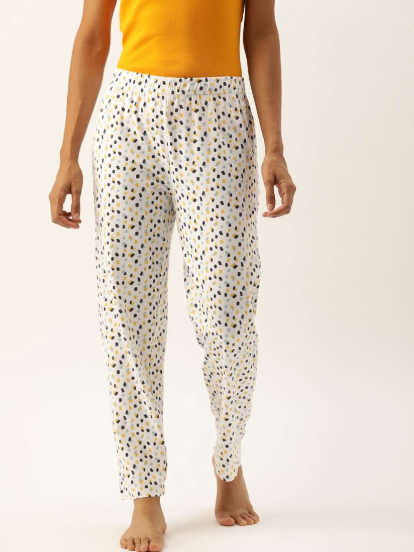 Buy Slumber Jill Women White Yellow Printed Lounge Pants Lounge Pants for Women 12720780 Myntra
