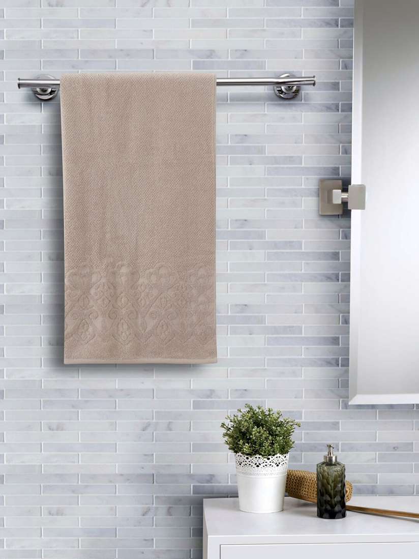 Buy MASPAR Unisex Beige Solid 550 GSM Medium Super Soft Jacquard Bath Towel Bath Towels for Unisex 12721524 Myntra