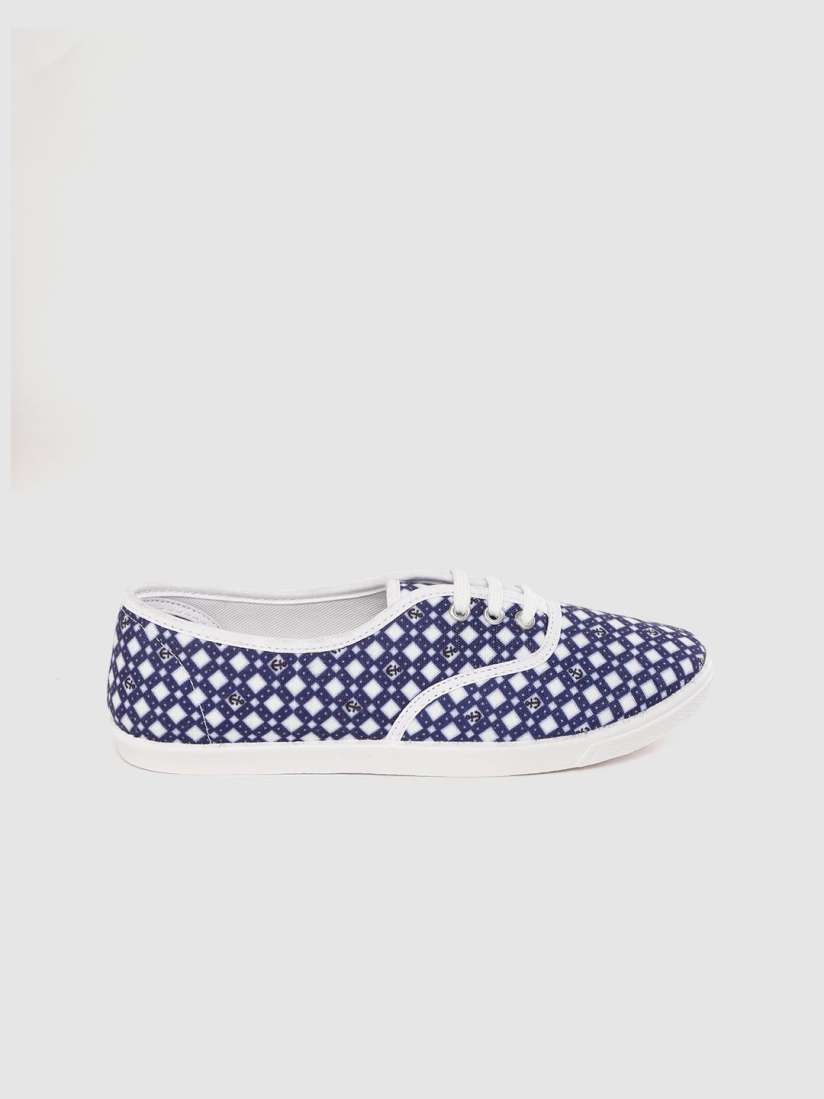 Buy Kook N Keech Women Navy Blue White Geometric Anchor Print Sneakers Casual Shoes for Women 12729920 Myntra