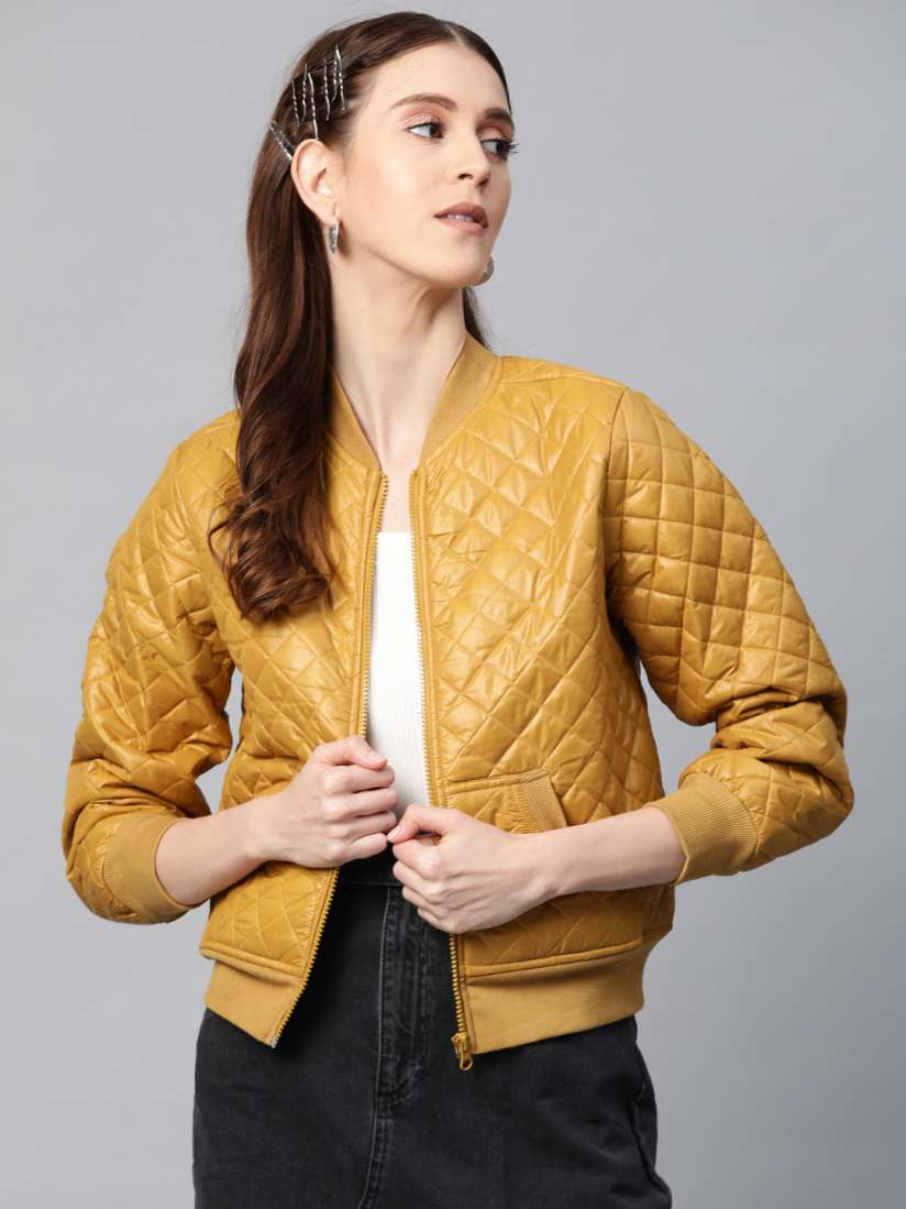 Ladies mustard quilted jacket hot sale