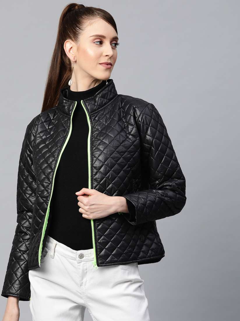 Buy SASSAFRAS Women Black Solid Quilted Jacket Jackets for Women 12738080 Myntra