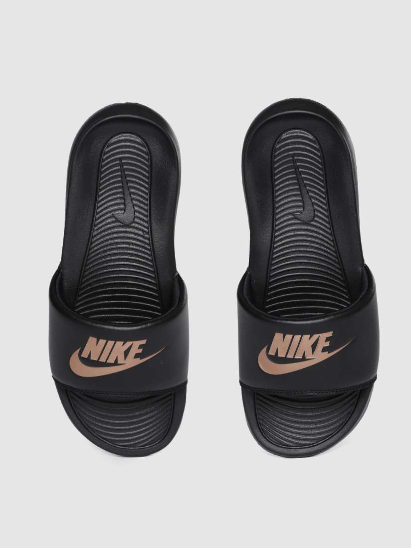 Buy Nike Women Black Gold Toned Printed VICTORI Sliders Flip Flops for Women 12738472 Myntra