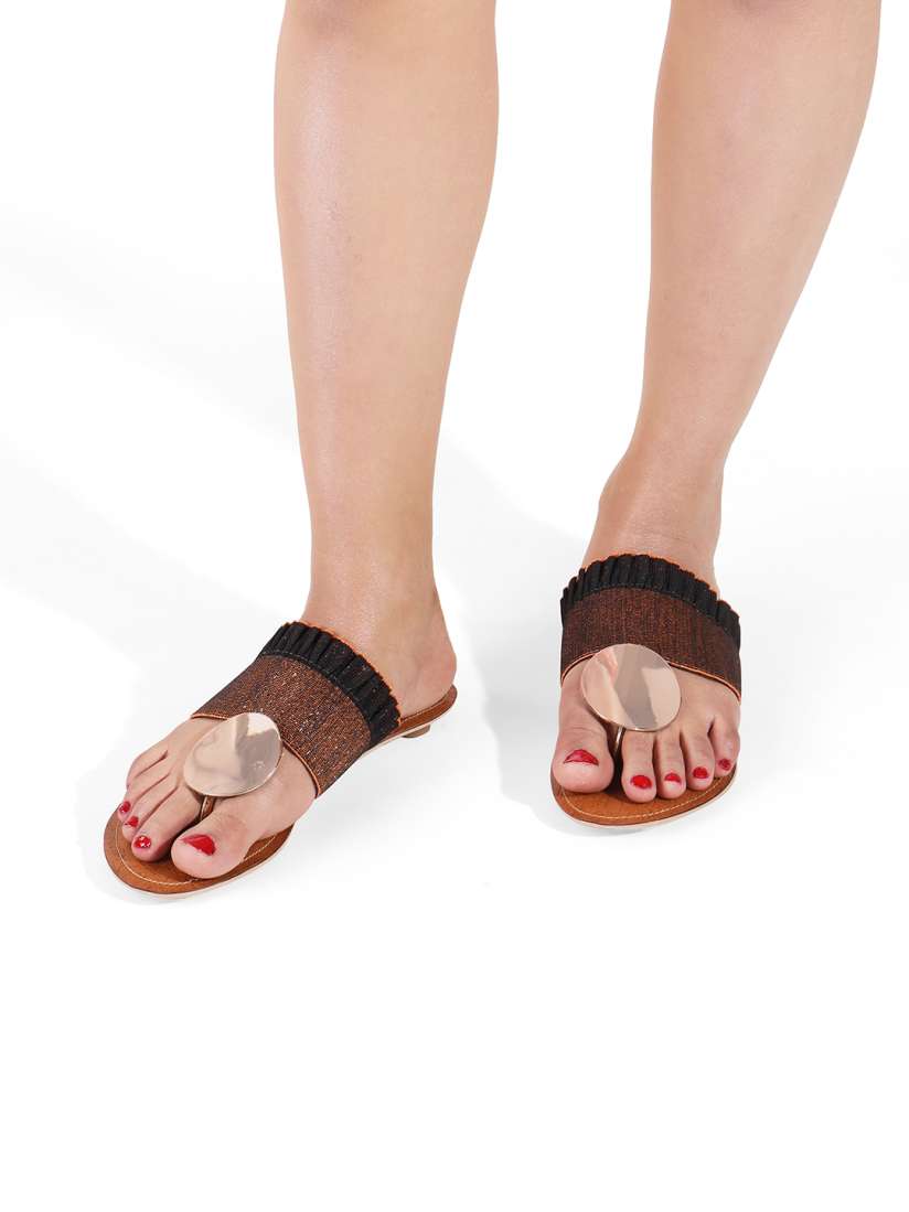 Buy Catwalk Women Tan Brown Textured T Strap Flats Flats for Women 12751234 Myntra