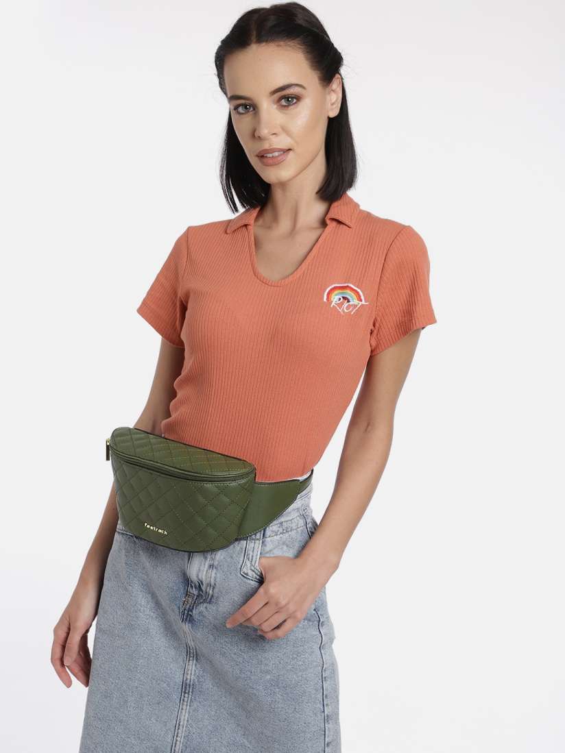 Buy Fastrack Women Olive Green Quilted Hurricane Fanny Pack Waist Pouch for Women 12751682 Myntra