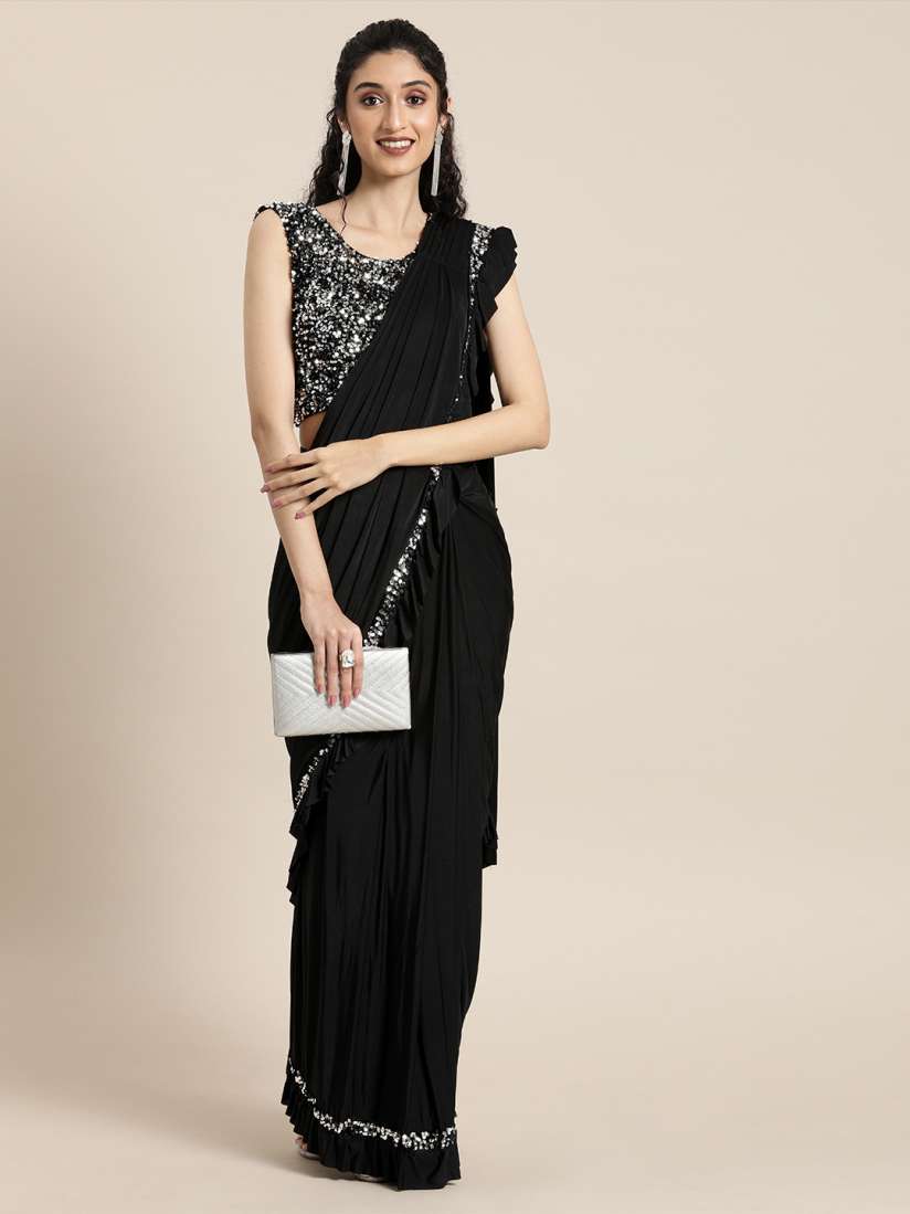 Buy Neerus Black Solid Ready To Wear Saree Sarees for Women 12754392 Myntra