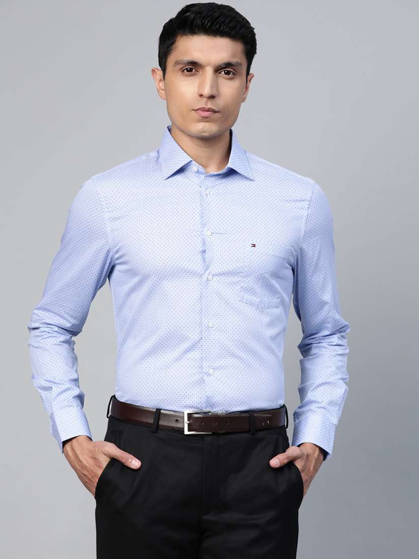 Buy Tommy Hilfiger Men Blue Regular Fit Printed Formal Shirt Shirts for Men 12765464 Myntra