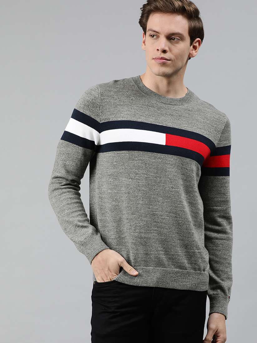 Mens Sweaters Tommy Hilfiger Blue And White Striped Sweater Buy