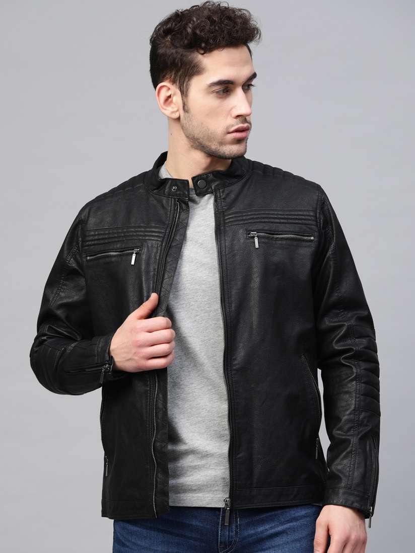 Buy Louis Philippe Jeans Men Black Biker Jacket Jackets for Men 12767392 Myntra