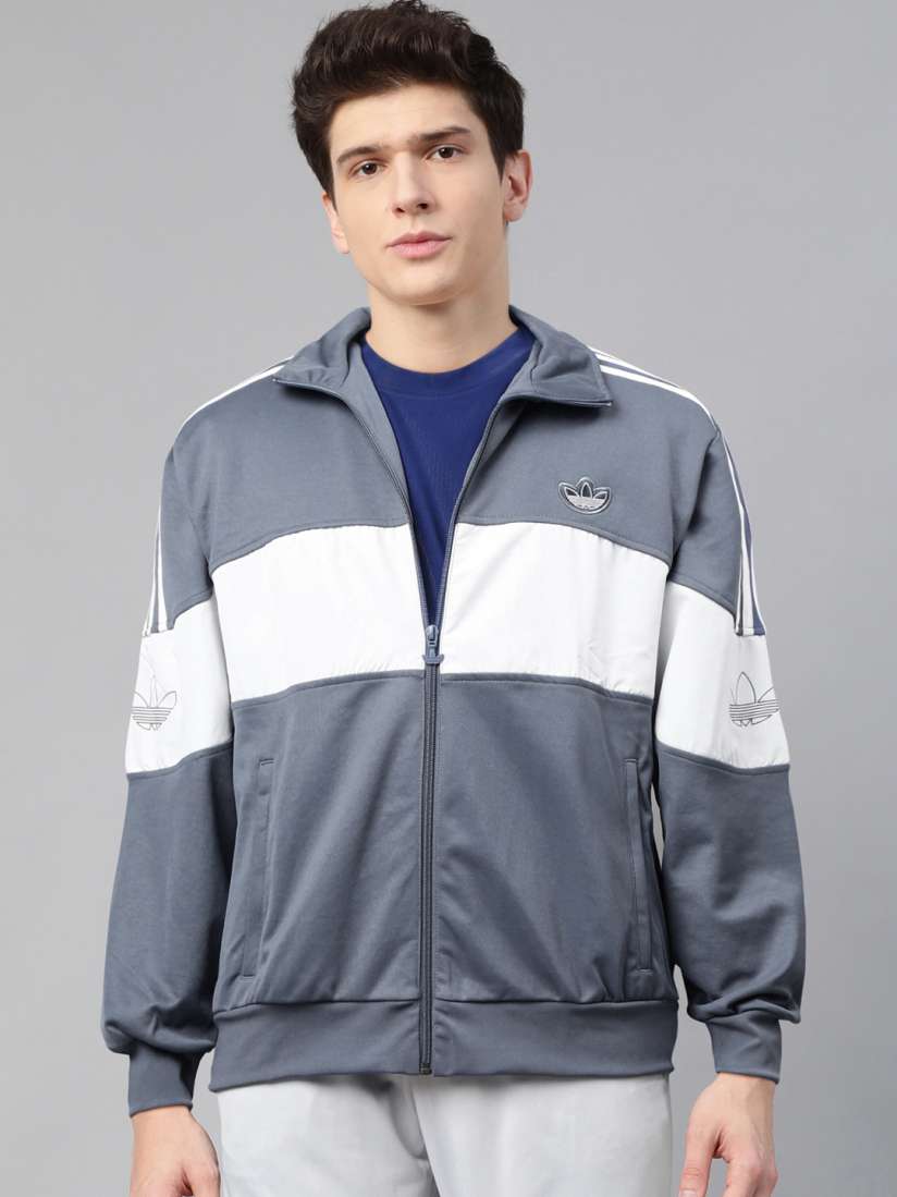 Buy ADIDAS Originals Men Grey White Colourblocked Bandrix Track Jacket Jackets for Men 12781356 Myntra