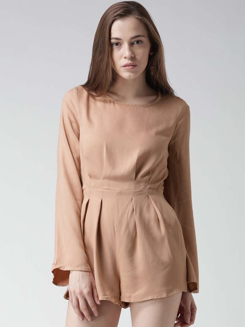 Buy FOREVER 21 Dusty Pink Pleated Playsuit Jumpsuit for Women 1278439 Myntra